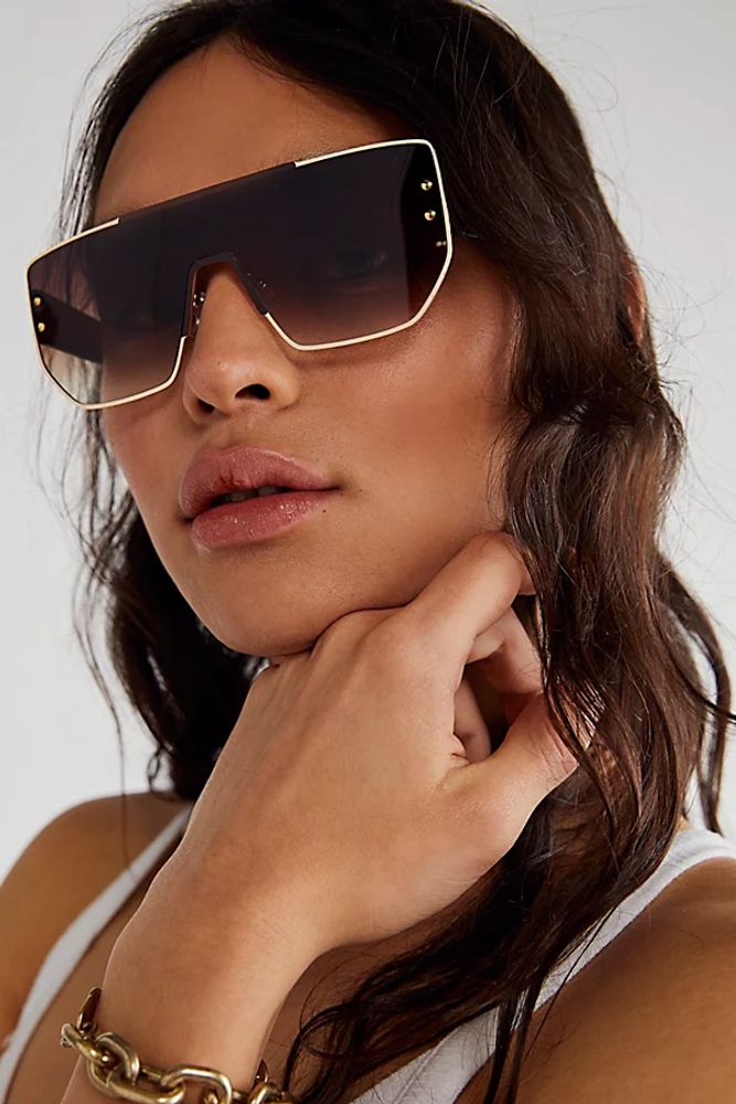 Diana Oversized Aviator Sunglasses by Free People, Brown, One Size