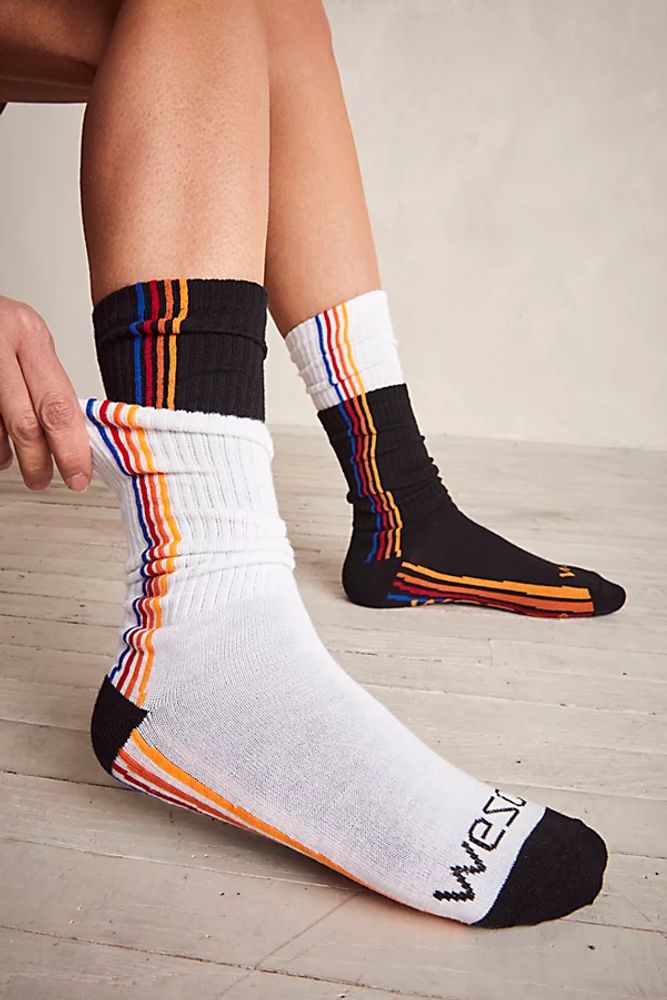 Varion Retro Stripes 2-Pack Socks by WESC at Free People, Black / White, One Size