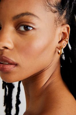 Gold Plated Balance Cuff + Stud Hoop Set by Free People, One