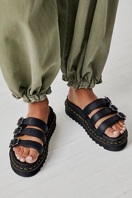 Blaire Flower Buckle Slides by Dr. Martens at Free People, Black, US