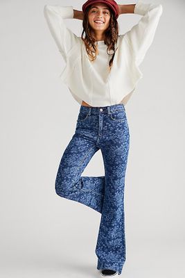 Lee High-Rise Flare Jeans by at Free People, Floral Laser,
