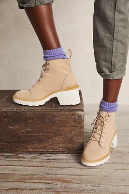 Hi-line Heel Lace Up Boots by Sorel at Free People, Ceramic / Chalk, US