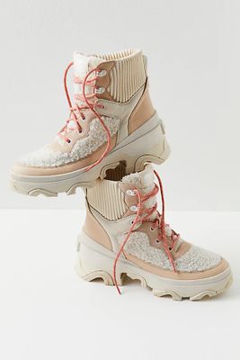 Brex Cozy Lace Up Boots by Sorel at Free People, Nova Sand / Sea Salt, US