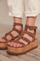 Callie Cork Platform Sandals by Free People, Tan Suede, EU