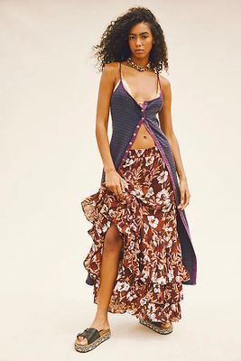 Rosie Printed Maxi Skirt by Free People, Chocolate Combo,