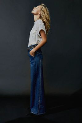 Harlow Mid-Rise Wide-Leg Jeans by We The Free at People, Rolling River,