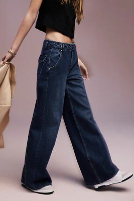 Harlow Mid-Rise Wide-Leg Jeans by We The Free at People, Rolling River,