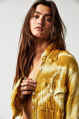 Venice Beach Buttondown by Free People, Whiskey Geo Tie Dye,
