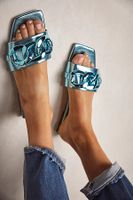 Chain Link Slide Sandals by Jeffrey Campbell at Free People, Aqua Combo, US