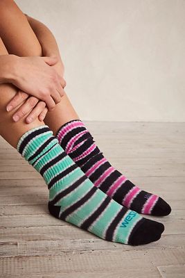 Varion Gradient Stripe 2-Pack Socks by WESC at Free People, Black / Green, One Size