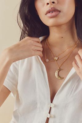 Gold Plated Moon River Necklace by Free People, One