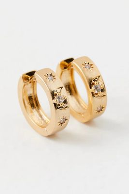 Gold Plated Stargazing Hoops by Free People, Gold, One Size