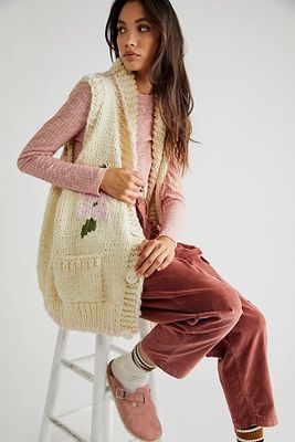 GOGO Field Of Flowers Vest by GOGO Sweaters at Free People, Vanilla, One Size
