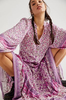 Spell Mossy Button Through Gown by at Free People, Lilac,