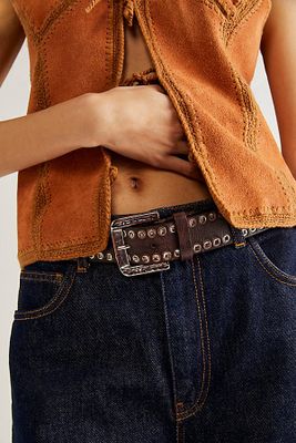 Downtown Studded Belt by FP Collection at Free People, Mahogany,