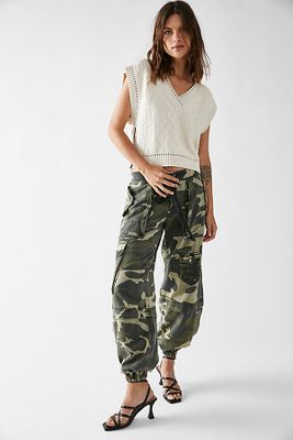 South Bay Printed Utility Cargo Pants by Free People, Olive Combo,