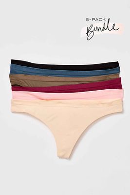 No Show Seamless Thong 6-Pack Undies by Intimately at Free People, Multi Combo, M/L