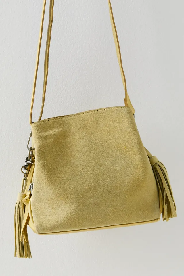 Free People Slouchy Suede Shoulder Bag in Yellow