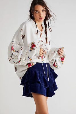 Cover Me In Cross Stitch Blouse by Fillyboo at Free People, Ivory, S