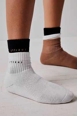 Minimal Thrills 3 Pack Ankle Socks by THRILLS at Free People, Black / White / Cork, One Size