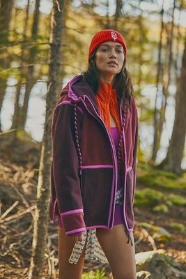 Polar Plunge Fleece Jacket by FP Movement at Free People, Henna Combo,