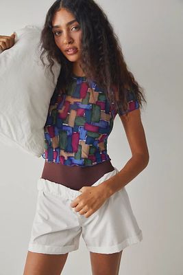 Mosaic Mesh Baby Tee by Only Hearts at Free People, Brush Stroke, M