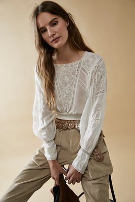Lucky Me Lace Top by Free People, Tea,