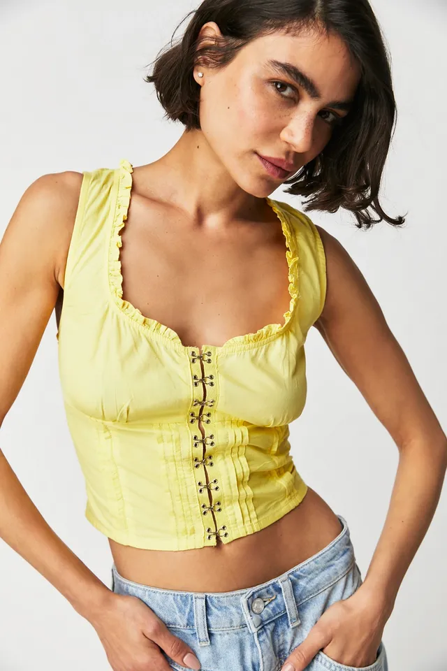 Free People Hand Printed Meridian Corset Top Fp One Buttondwon