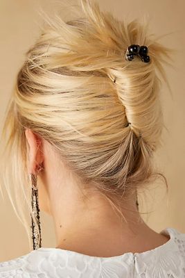 Pretty Pearl Metal Hair Pin by Free People, Jet Pearl Shiny Silver, One Size