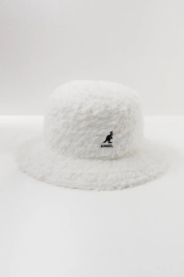 white fuzzy kangol hat