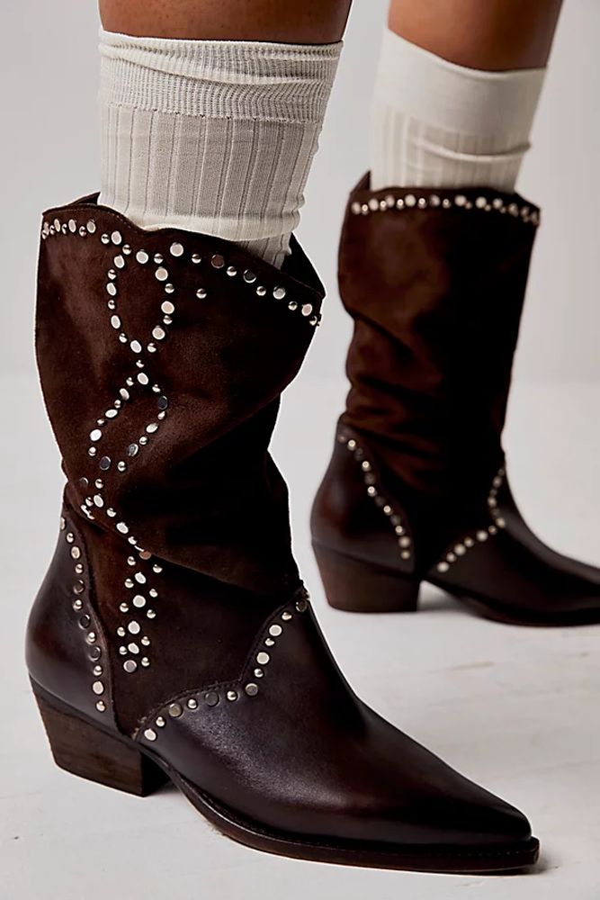 Jaxon Studded Western Boots by Free People, Brown, EU