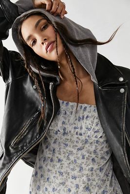 Bandit Hooded Moto Jacket by We The Free at People, Washed Black,