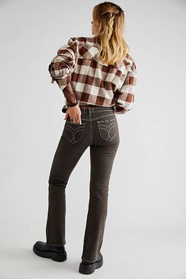 Rolla's Dallas Low-Rise Slim Flare Jeans by at Free People, Espresso,