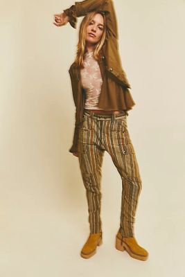 Break The Rules Slim Pants by Free People, Olive Combo, US 0