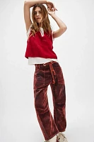 We The Free Moxie Flocked Pull-On Barrel Jeans