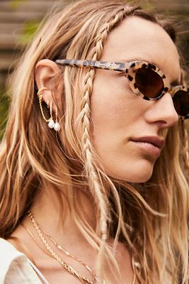 Effie Pearl Drop Huggies and Ear Cuff by Leeada Jewelry at Free People, Gold, One Size