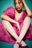 Glitter Fishnet Tights by High Heel Jungle at Free People, Light Pink, One Size