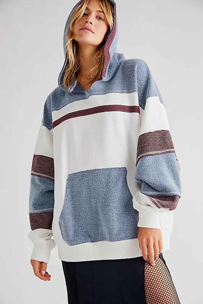 Stripe Sport It's A Vibe Hoodie by We The Free at People, Ecru Combo,