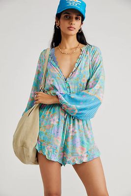 Spell Hibiscus Lane Romper by at Free People, Lagoon,