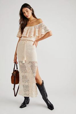 Spell Iluka Crochet Midi Dress by Spell at Free People, Cream, S