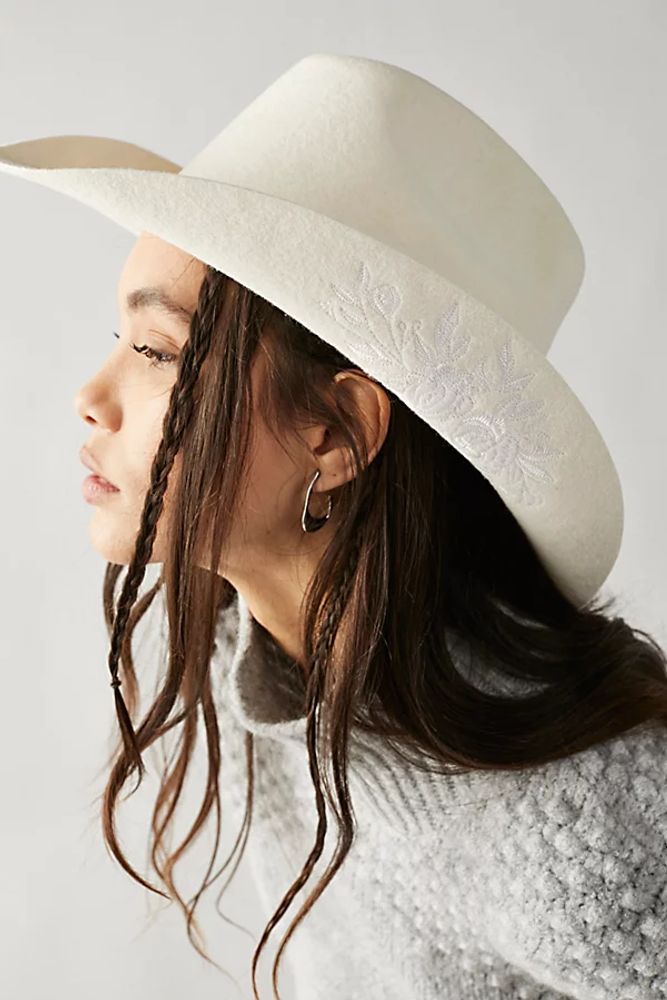Desert Rose Embroidered Cowboy Hat by Free People, One