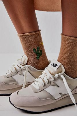 Cactus Cashmere Crew Socks by Hansel From Basel at Free People, Camel, One Size
