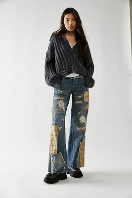Gemini Patched Pull-On Jeans by We The Free at People, Rags To Riches,