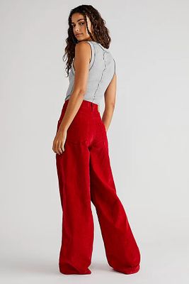 CRVY Gia Cord Wide-Leg Jeans by We The Free at People, Equestrian Red,