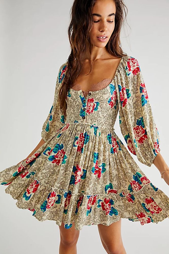 Summer Picnic Printed Mini Dress by Free People, Combo,