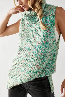 Faye Sweater Vest by Free People, Emerald Lime Combo, XL