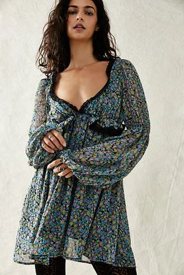 Pennie Printed Babydoll Mini Dress by Free People, Combo,