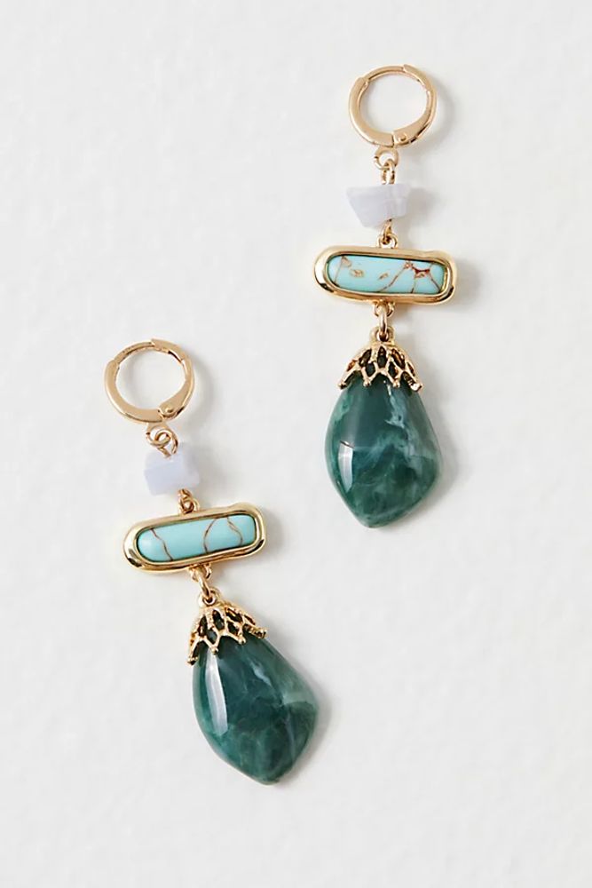 Robinson Dangle Earrings by Free People, Gold Turq, One Size