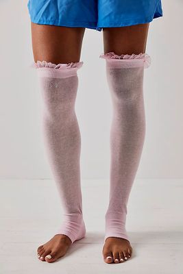 Arebesk Over-the-Knee Ruffle Leg Warmers by Arebesk at Free People, Pink, One Size