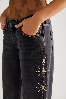 Cooper Studded Low-Rise Boyfriend Jeans by We The Free at People, After Midnight,